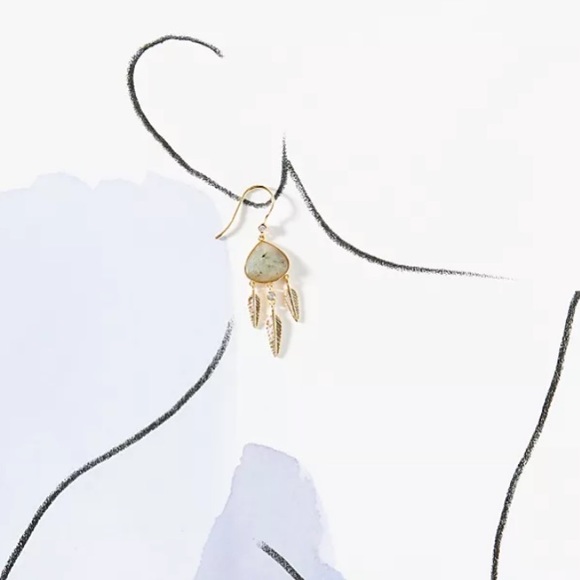 🆕 Anthropologie Leaf Chandelier Drop Earrings in Slate-Gold - Picture 12 of 12